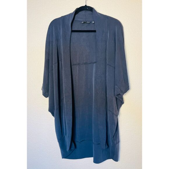 Athleta Dark Gray Black Cocoon Warp Open Front Cardigan Poncho Medium - Picture 1 of 10